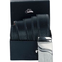 Leather World Men Black Textured Leather Formal Belt-image-69