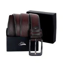 Leather World Men Brown Textured Leather Formal Belt-image-66