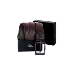 Leather World Men Brown Textured Leather Formal Belt-image-47
