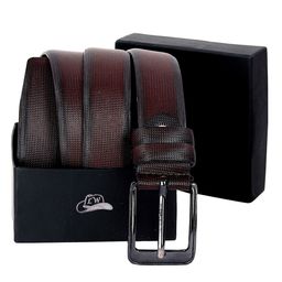 Leather World Men Brown Textured Leather Formal Belt-image-78