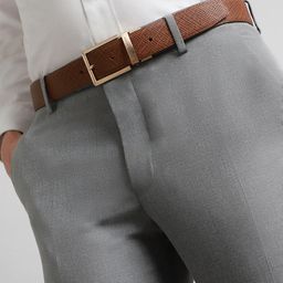 SIMON CARTER LONDON Men Textured Leather Formal Belt-image-62