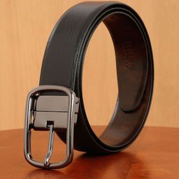 Teakwood Leathers Men Textured Leather Reversible Formal Belt-image-46