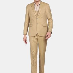 Arrow Men Brown Solid Single-Breasted Three-Piece Formal Suit-image-69
