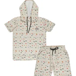CAVIO Boys Printed Hooded Short Sleeves Pure Cotton T-shirt with Short-image-69