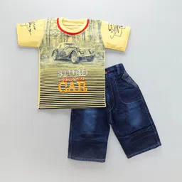BAESD Boys Car Printed T-shirt With Denim Shorts-image-24