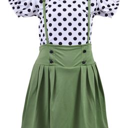 Wish Karo Girls Green & White Printed Top with Skirt-image-84