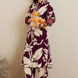Indo Era Shirt Collar Floral Printed Straight Kurta with Trouser-picture-18
