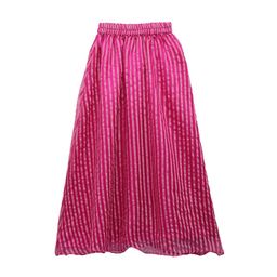 studio rasa Girls Pink Striped Woven Skirt-image-5