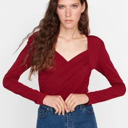 Trendyol Sweetheart Neck Long Sleeves Wrap Bodysuit-picture-25