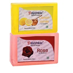 Deyomkar Combo of 2 Herbal Glycerin Soap Lemon Honey &  Rose Soap-55