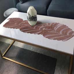 Kuber Industries Copper Coloured Leaf Shaped PVC Table Runners-19