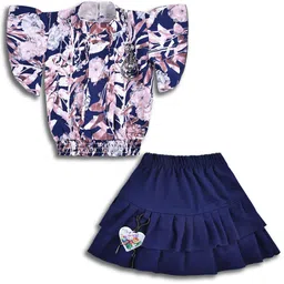 Wish Karo Girls Printed Flared Sleeves Top With Skirt-image-75