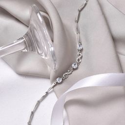 JOKER & WITCH Women Silver-Toned & White Stone Studded Link Bracelet-image-96