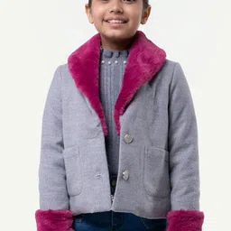 One Friday Girls Shawl Collar Single Breasted Overcoat-image-50
