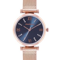 DressBerry Women Blue Dial & Rose Gold Toned Stainless Steel Bracelet Style Straps Analogue Watch-image-67