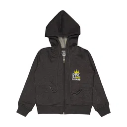 DYCA Boys Typography Printed Hooded Long Sleeves Fleece Bomber Jacket-picture-11