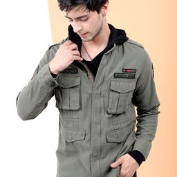 HIGHLANDER Men Olive Green Tailored Jacket-image-85