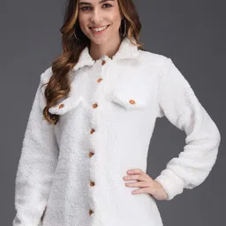 TANDUL Lightweight Faux Fur Trim Tailored Jacket-33