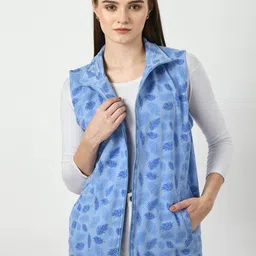 BAESD Printed Sleeveless Lightweight Open Front Jacket-65
