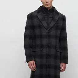 SELECTED Checked Lapel Collar Longline Tailored Jacket-image-31