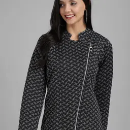 BAESD Geometric Printed Lapel Collar Tailored Jacket-17