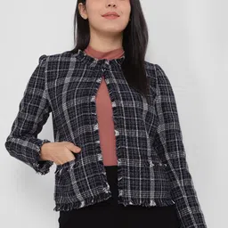 Allen Solly Woman Checked Crop Tailored Jacket-58