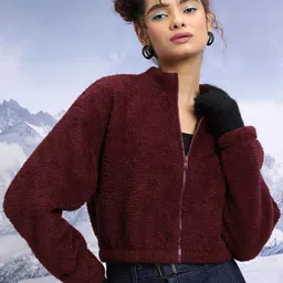 Tokyo Talkies Stand Collar Crop Bomber Jacket-13