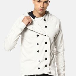 Campus Sutra Men Cotton Cream-Coloured Biker Jacket-image-54