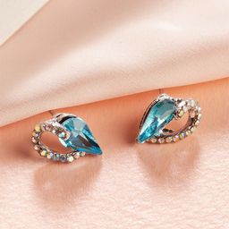 TOKYO TALKIES X rubans FASHION ACCESSORIES Silver-Plated & Green Heart Shaped Studs-54