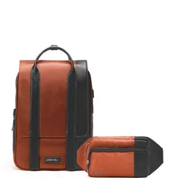Assembly Unisex Colourblocked 15 Inch Laptop Backpack with USB Charging Port & Waist Pouch-54