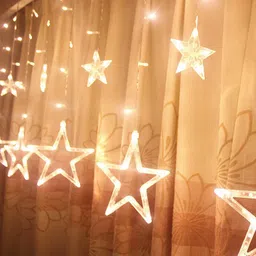 TIED RIBBONS Gold-Toned Star Curtain Led String Light-45