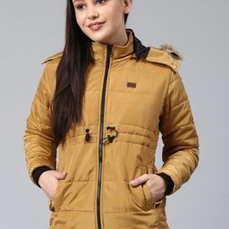 Campus Sutra Women Mustard Windcheater Outdoor Parka Jacket-image-40