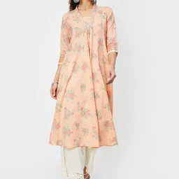 max Women Floral Embroidered Flared Sleeves Thread Work Anarkali Kurta-22