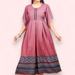 PAMPER YOURSELF Women Floral Printed Mirror Work Floral Anarkali Kurta-25