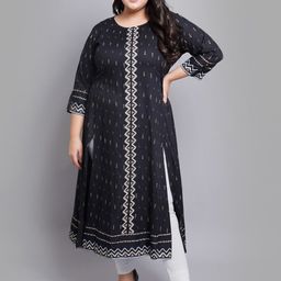 YASH GALLERY Women Black & Black Kurta-54
