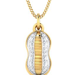 KUBERBOX Peanut 18KT Gold Diamond-Studded Pearl Pendant - 2.22gm-image-33