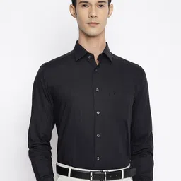 Cantabil Men Black Solid Cotton Long Sleeves Formal Shirt-picture-20