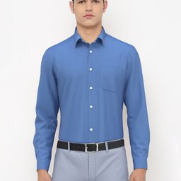 Peter England Elite Men Blue Pure Cotton Formal Shirt-image-80