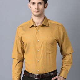 CANOE Smart Micro Ditsy Printed Spread Collar Pure Cotton Formal Shirt-image-5