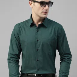 English Navy Standard Slim Fit Pin Striped Pure Cotton Formal Shirt-picture-48