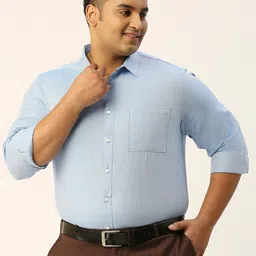 Sztori Classic Regular Fit Plus Size Micro Ditsy Long Sleeve Cotton Formal Shirt-image-26