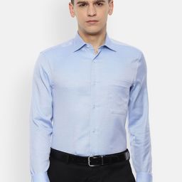 Louis Philippe Men Blue Opaque Pure Cotton Formal Shirt-image-70