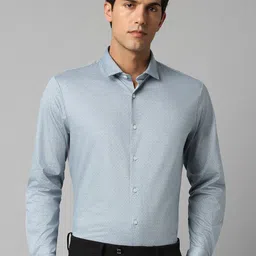 Louis Philippe Slim Fit Micro Ditsy Printed Spread Collar Pure Cotton Formal Shirt-picture-43