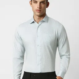 Van Heusen Self Design Textured Opaque Cotton Formal Shirt-image-89