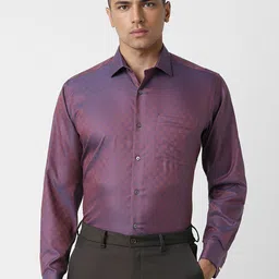 Van Heusen Men Opaque Textured Spread Collar Formal Pure Cotton Shirt-picture-8