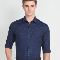 Arrow Slim Fit Horizontal Striped Spread Collar Long Sleeves Formal Shirt-picture-39