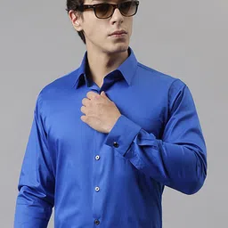 Hancock Premium Slim Fit Cotton Satin French Cuff Formal Shirt-image-24