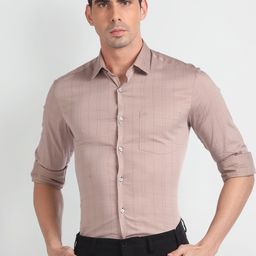 Arrow Checked Slim Fit Opaque Cotton Formal Shirt-picture-29