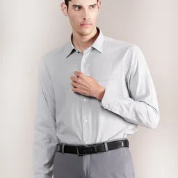 Cantabil Men Spread Collar Vertical Striped Cotton Formal Shirt-picture-43