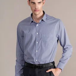 Cantabil Men Spread Collar Micro Ditsy Printed Cotton Formal Shirt-image-60